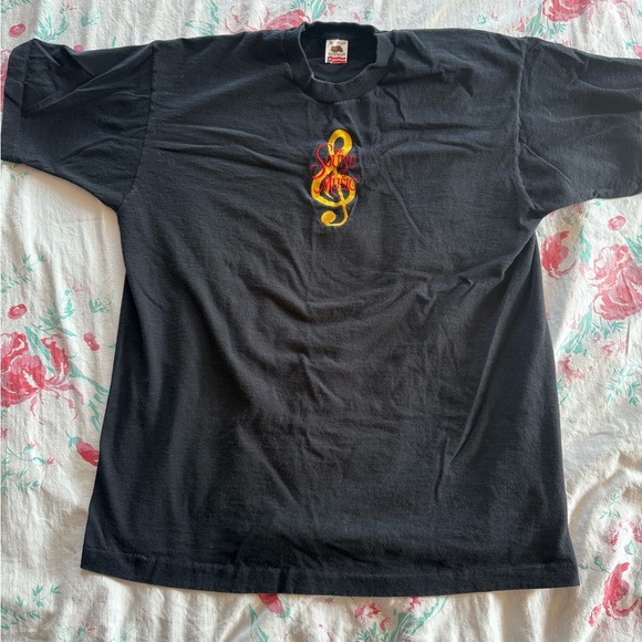 Vintage The Sound of Music Embroidered T-Shirt Black XL 90s Theater Music Tee - Picture 1 of 4